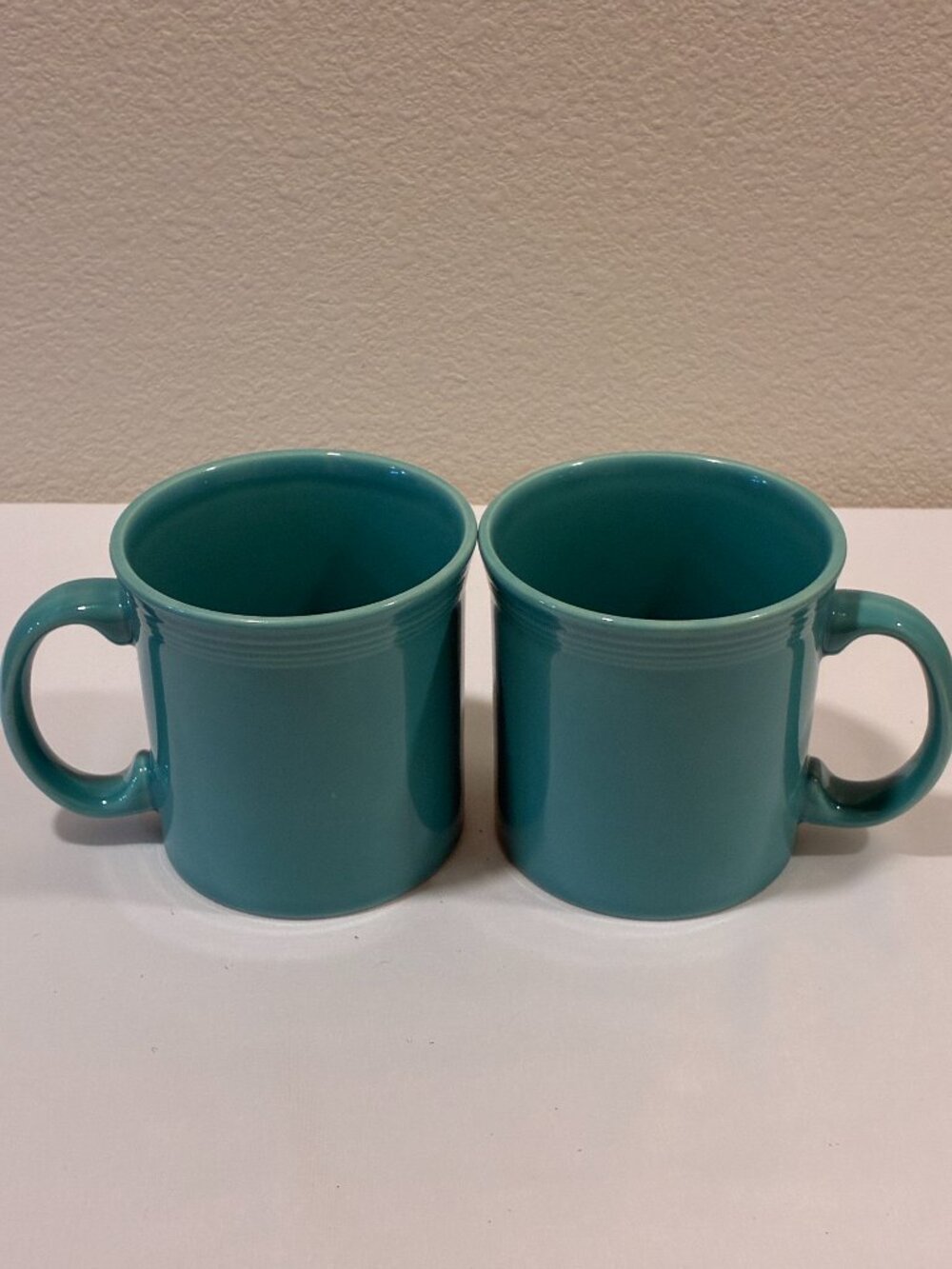 Fiestaware Java Coffee Mug Set of 2 Homer Laughlin China Turquoise 12 oz EUC